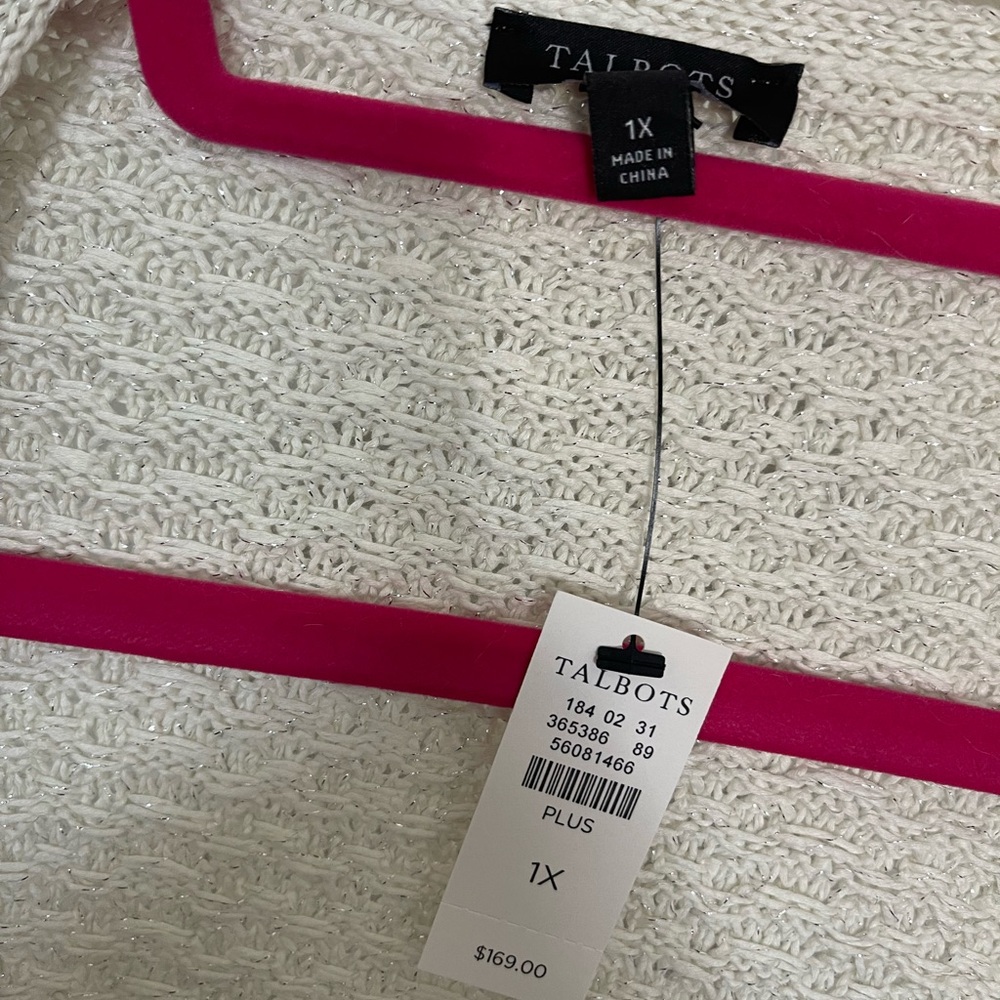 Talbots Ivory Textured Long Cardigan with Buttoned Pockets - Picture 2 of 4
